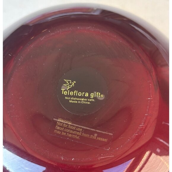 Teleflora Gifts Ruby Red Decorative Holiday Etched Glass Bowl 6.5" Round - Picture 5 of 8
